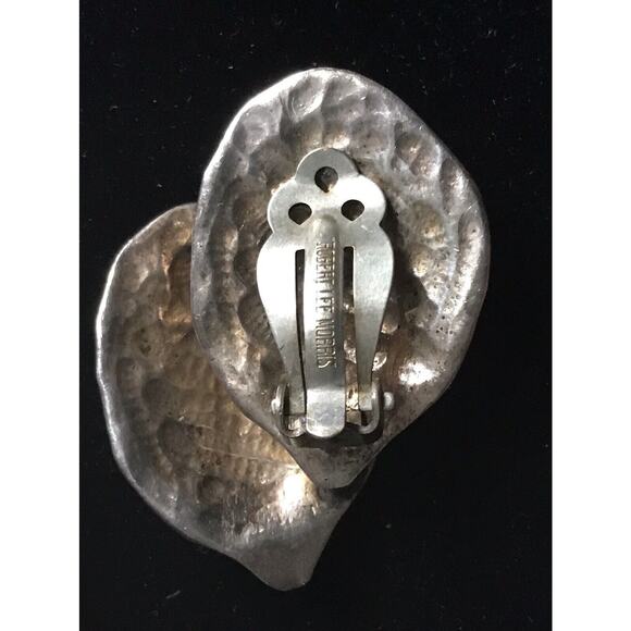 Vintage ROBERT LEE MORRIS Clip On EARRINGS brutalist leaves - Picture 3 of 5